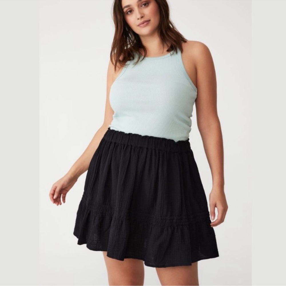 Cotton On Curve Size 18 Black Frill Mini Skirt NWT